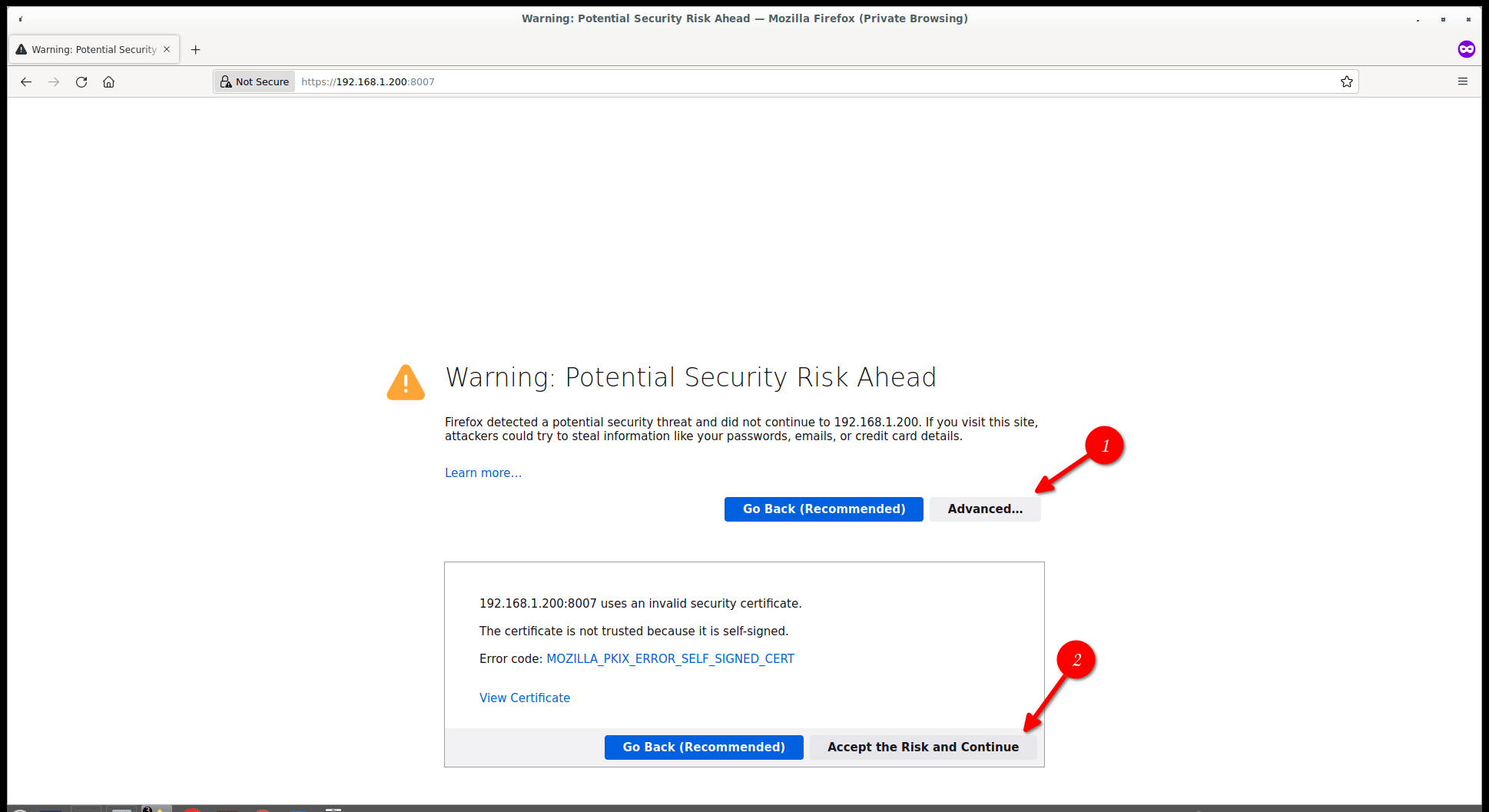 Security-Certificate-Warning-Message